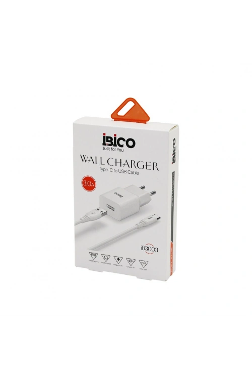 Egonex İbico İb-3003 ( Usb To=( Type-c ) (set) (ev Başlık + Kablo=1mt) Telefon Şarj (hızlı) ( 3.0a ) (9v-12v )*10x20