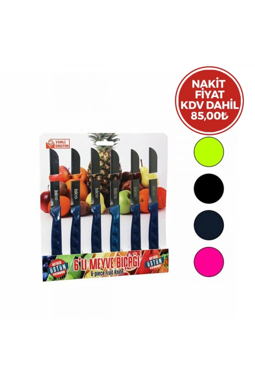Egonex İbico My01 ( 6pcs ) Dişli Meyve Bıçak Takım  ( Renkli )*20x6