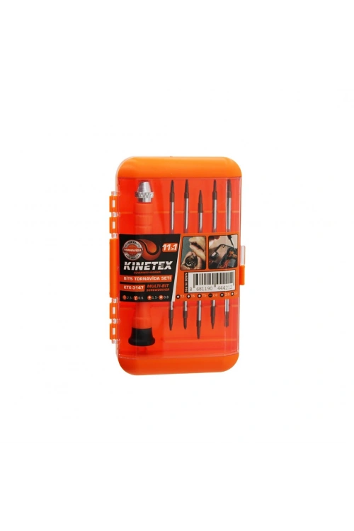 Egonex Kınetex Ktx-3147 ( 11in1 ) ( Saatçi & Telefoncu ) Bits Tornavida Seti ( 5pcs Çift Taraflı Uç=10 Uç + 1-t.vida Sapı )*10x20