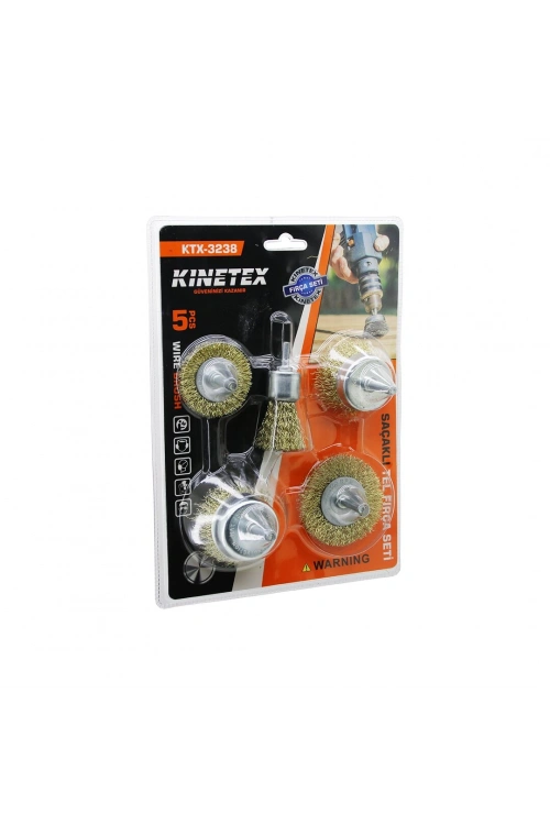 Egonex Kınetex Ktx-3238 ( 5pcs ) Saçaklı Çelik Tel & Çanak Fırça Seti*60
