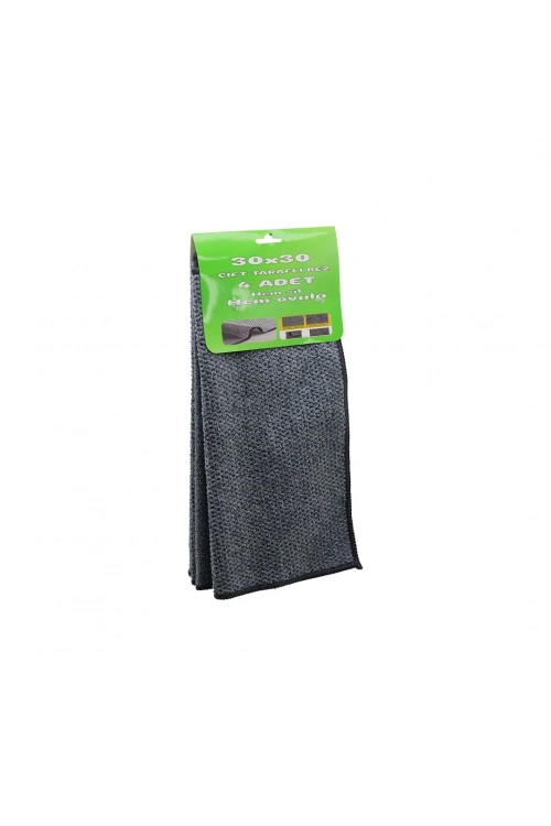 Egonex Krt-1011 ( 4pcs ) ( 30x30cm ) ( Çift Taraflı=mikrofiber & Tel Bez ) ( Zor Kir ) Bezi ( Hem Sil & Hem Ovala )*80