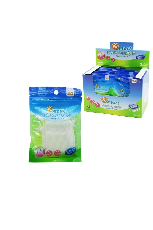 Egonex Ksmart K-3593 ( Poşetli ) ( 30pcs ) Kürdanlı Diş İpi*24x24