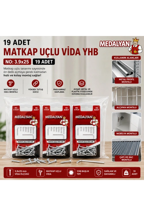 Egonex Medalyan Dl-101 ( 3.9x25 ) ( 19pcs ) Matkap Uçlu Vida*12x10