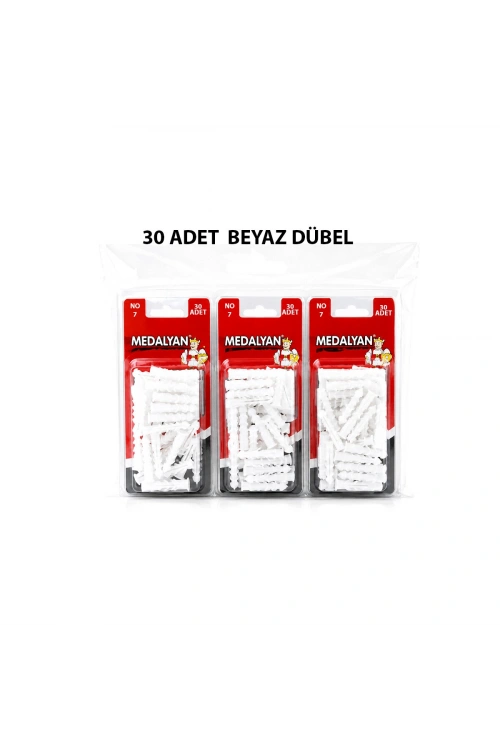 Egonex Medalyan Dl-37 ( No-7 ) ( 30pcs ) Dübel Beyaz & Plastik*12x9