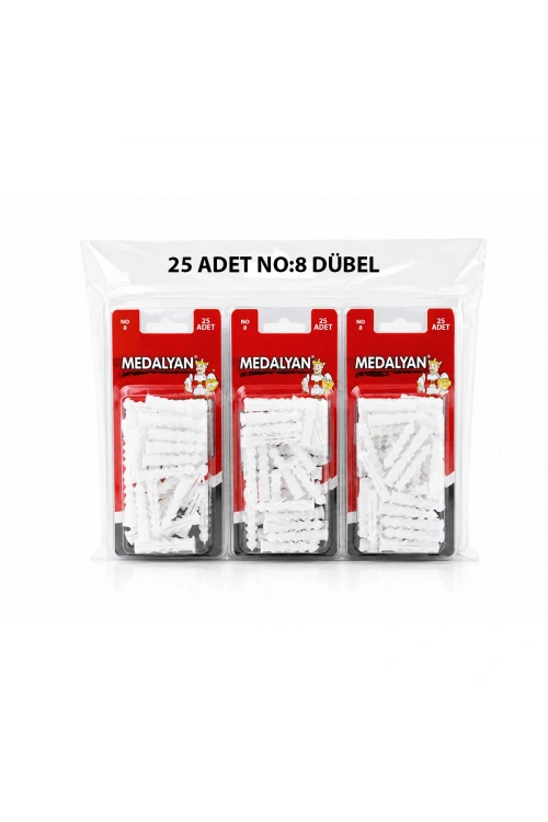 Egonex Medalyan Dl-47 ( No-8 ) ( 25pcs ) Dübel Beyaz & Plastik*12x9