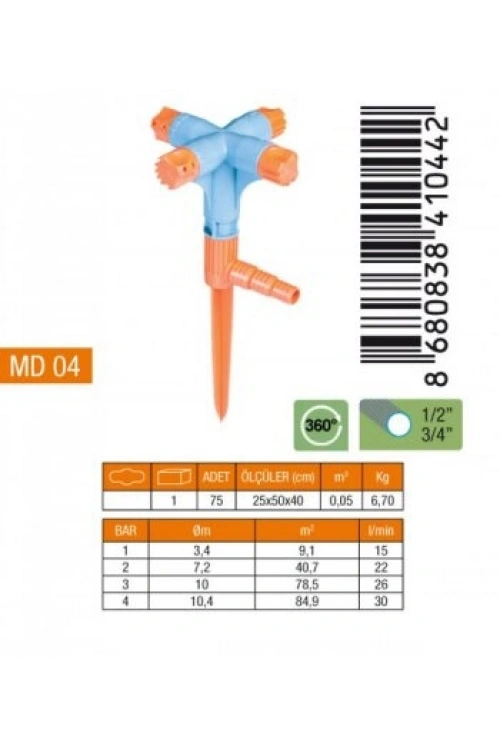 Egonex Medalyan Md-04 ( 4lü & Normal ) Sprınk Fiskiye (kısa Meme)*5x15
