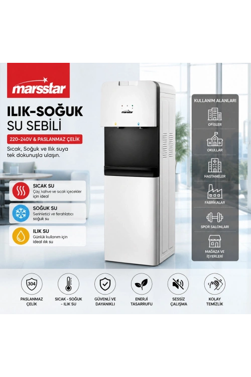 Egonex Mswd-100 (220-240v & Paslanmaz Çelik) Su Sebili (sıcak & Soğuk & Ilık)*1