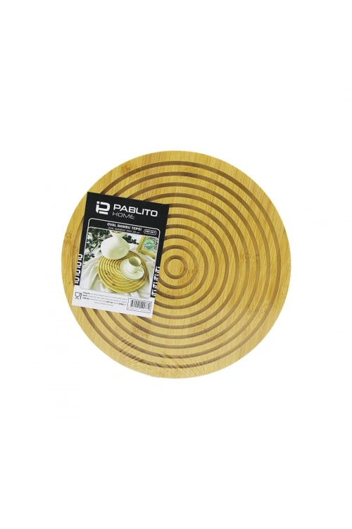 Egonex Pablıto Home Pbt-367 (yuvarlak) (çift Taraflı=düz & Dalgalı Oyuk Kanallı) Ahşap Bambu Sunum Tepsi (28cm)*24