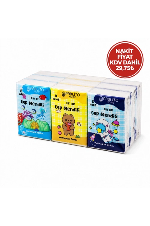 Egonex PABLITO HOME PBT-821 ( 8PCS ) ( MİNİ ) CEP ( KAĞIT ) MENDİL ( 9LU PAKET )*60=K