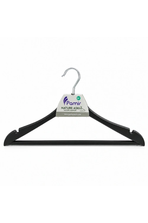 Egonex Pamir Pmr-128 ( 3pcs ) Natural ( Sert Plastik ) Elbise Askısı ( Metal Başlı )*68