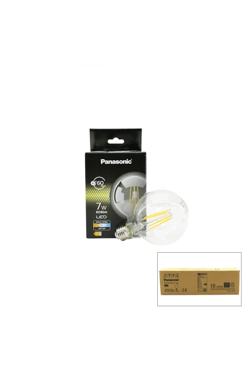 Egonex PANASONİC (LDGCH-07-LH-2RC) (G95) (WARM WHİTE & SARI IŞIK) (7W=60W) (E27) (LED FİLAMENT & RUSTİK AMPUL) LAMBA (806LM)(2700K)(15000H)*10=K