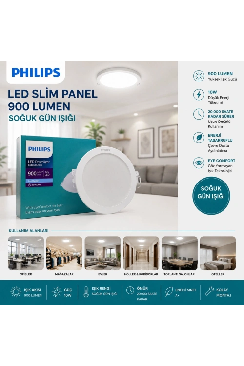 Egonex Phılıps ( 10w ) ( Sıva Altı ) ( Yuvarlak ) Led Slim Panel ( 9000lumen ) ( 20.000 Saat Ömür )*20