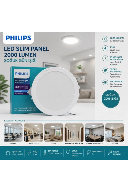 Egonex Phılıps ( 23w ) ( Sıva Altı ) ( Yuvarlak ) Led Slim Panel ( 2000lumen ) ( 20.000 Saat Ömür )*20