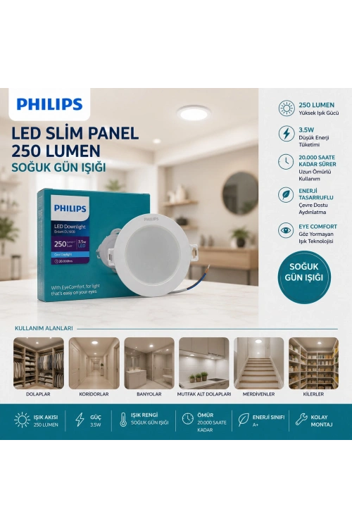 Egonex Phılıps ( 3.5w ) ( Sıva Altı ) ( Yuvarlak ) Led Slim Panel ( 250lumen ) ( 20.000 Saat Ömür )*20