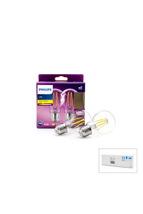 Egonex Phılıps Code-777739 00 (2 Pcs) (7w=60w & E27) (gold Color) (led Filament & Rustik Ampul) Lamba (806 Lumen) ( Cam Gövde )*6=k