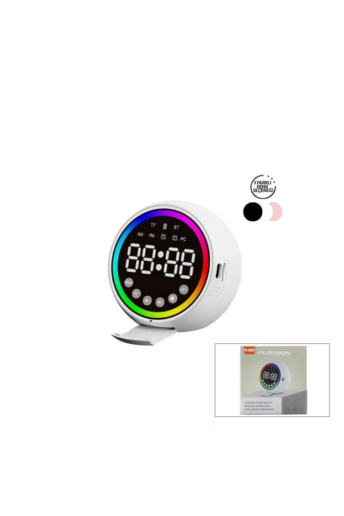 Egonex Platoon Pl-4652 Dijital Saat Çalar & Bluetooth Wireless ( Mini ) Hoparlör Speaker ( Usb Şarjlı & Işıklı ) ( 5w )*80