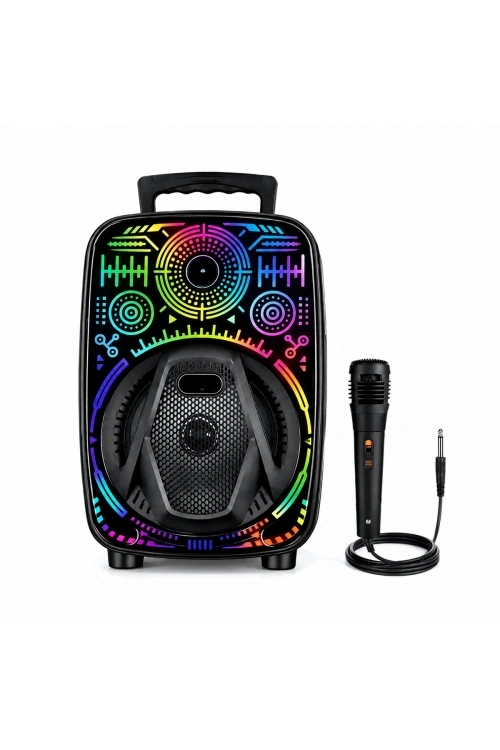 Egonex Platoon Pl-4660 Ch-880 Karaoke ( Mikrofonlu ) Speaker Hoparlör (bt & Sd & Usb Sarjlı) ( Rgb Işıklı) ( Dc 5v & Aux ) ( 8 Inch )*8