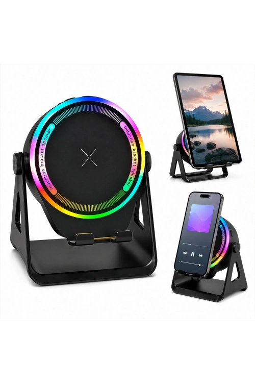 Egonex Platoon Pl-4676 ( Bt & Sd & Usb Şarjlı ) ( Telefon Tutacak ) ( Rgb Işıklı ) Bluetooth Wireless Speaker Hoparlör ( 5w )*60