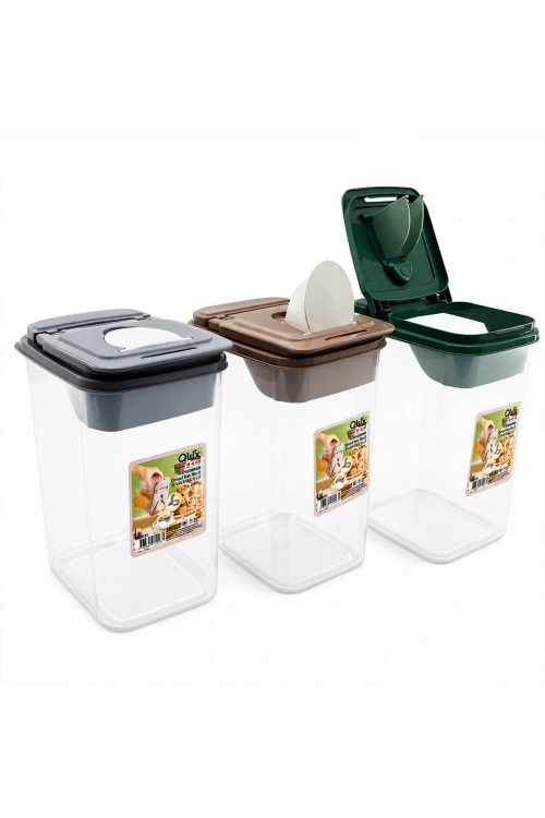 Egonex Qlux L-00993 ( No 3 ) ( Renkli ) Freshmax Erzak Kabı ( Şeffaf Pls.kap ) ( 2800ml )*18=k
