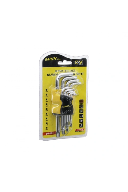 Egonex Şahin Tools Şht-070 ( 9pcs ) ( Kısa ) ( Yıldız ) Alyan Anahtar Seti ( M-2 ) ( 50hrc )*72