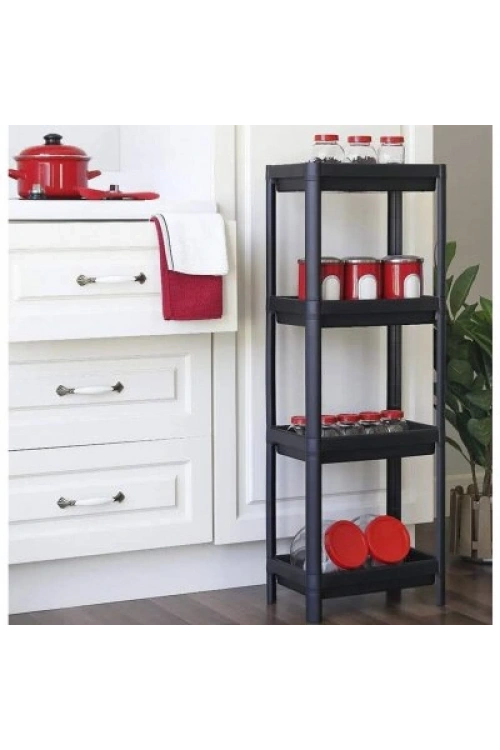 Egonex Shelf Unit Maggie Om-1016-0053 ( 4 ( Çukur ) Raflı ) & Siyah ) ( Dikdörtgen ) Raf Ünitesi Plastik*6