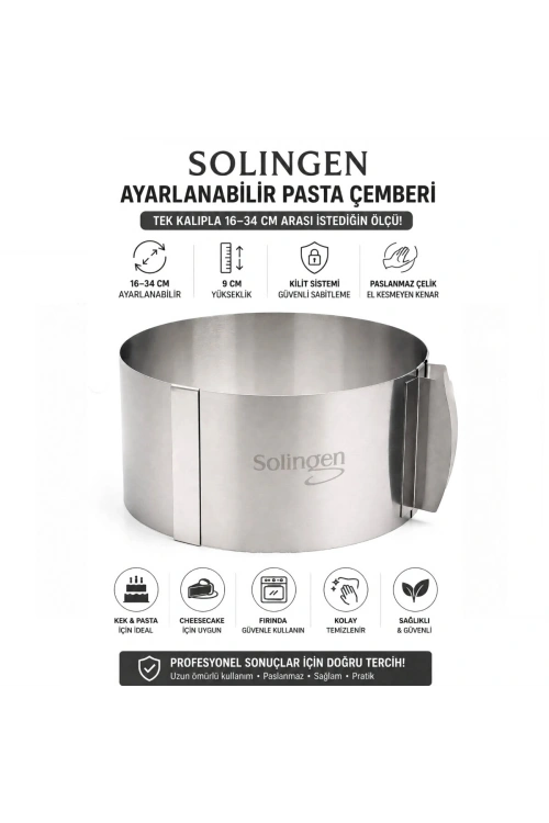 Egonex Solingen Ayarlanabilir Metal Kek Kalıp ( 16-34cm )*24