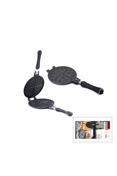 Egonex Taşhan Tr-34-098750 ( 20cm ) Granit Döküm Waffle Tava ( Bakalit Sap )*10