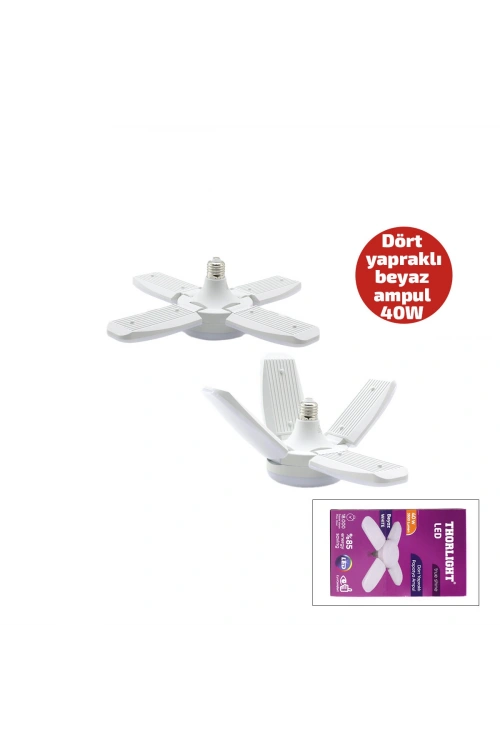 Egonex Thorlıght P-6040b ( 1+4 Kollu & Yapraklı ) ( Pervane Modeli ) Papatya  Beyaz Led Lamba Ampul ( 40w & E27)*27