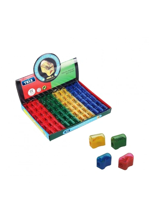 Egonex Trix Mks-964 Ctk-40 ( Tekli ) Sandıklı Kalemtıraş Renkli*72x100