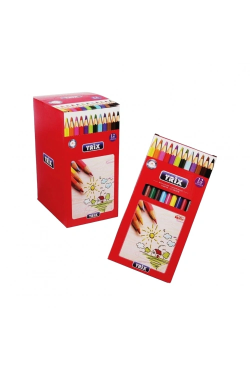 Egonex TRİX T-10 ( 12PCS = 12 RENK ) KURU BOYA KALEMİ TAM BOY*12X20