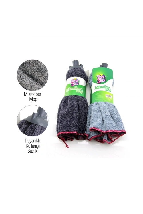 Egonex Twinstar Mop-003 ( Gri Mop ) Renkli Mikrofiber Mop 120gr*36=k