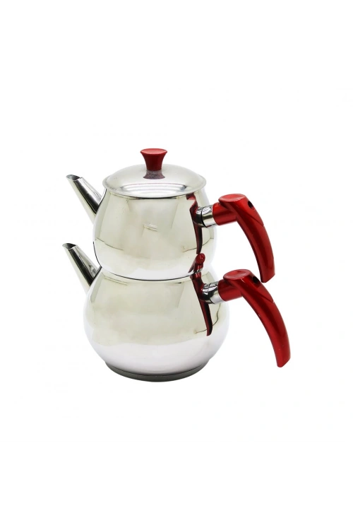 Ems Mar ( Orta ) Boy Küre Çelik Çaydanlık Seti ( Üst: 1lt & Alt: 1.60lt )*8
