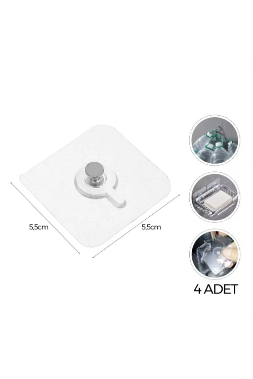 Enfa Enf-358 ( 4 Pcs ) ( 10mm Vidalı ) ( Şeffaf Pvc Yapışkanlı ) Askı*20x50