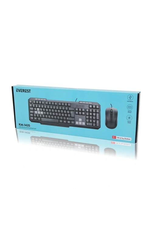 Everest Km-1435 ( Usb Kablolu ) Klavye & Mouse ( Set ) ( Q Klavye ) (1200dpı Mouse )*20