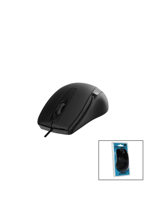 Everest Sm-207b ( Kablolu Usb ) Siyah Optik Mouse ( 1200dpı ) ( Vakumlu Ambalaj )*100