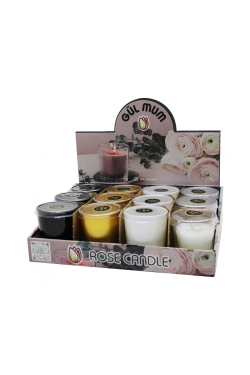 Gül Candle Renkli ( Cam Bardak ) Kokulu Mum*12=k