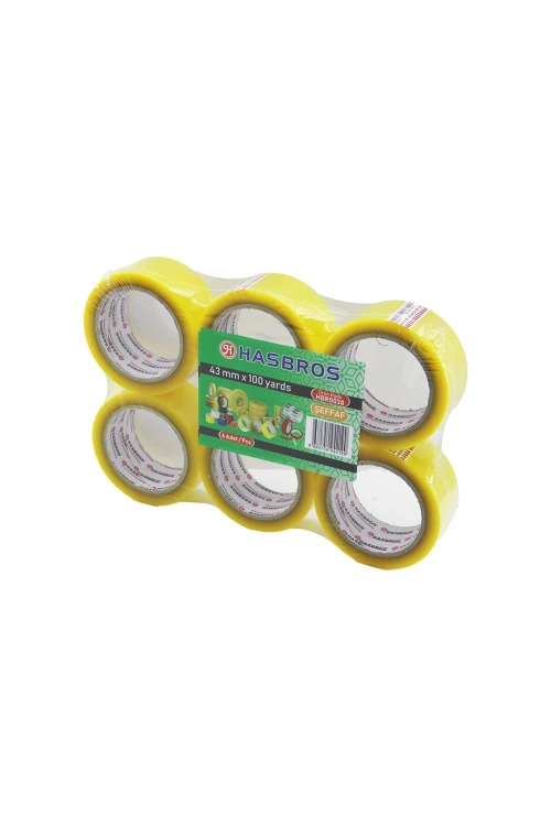Hasbros Hbr-0038 ( Şeffaf ) ( 43mmx100yards ) Koli Bantı ( Akrilik Yapışkan )*6x18
