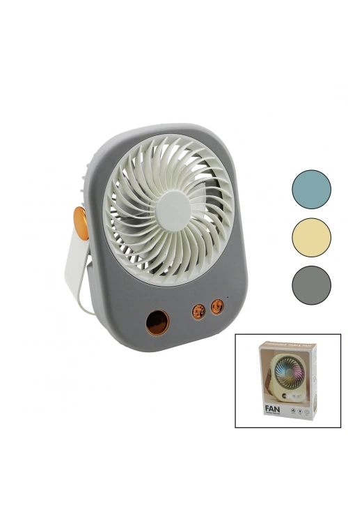 Hasuba Hs-285 Portable Table (mini Fan) Masa Üstü (usb Şarjlı) (ışıklı) (2in1 Kullanım Kulp=taşıma & Duruş) (3 Kademe Hız) (15.7x11.8cm)*120