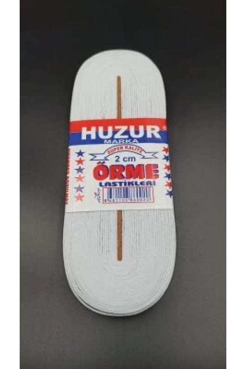 Huzur ( Beyaz & 2cm ) Paça Lastik Yassı Geniş 10mt*50