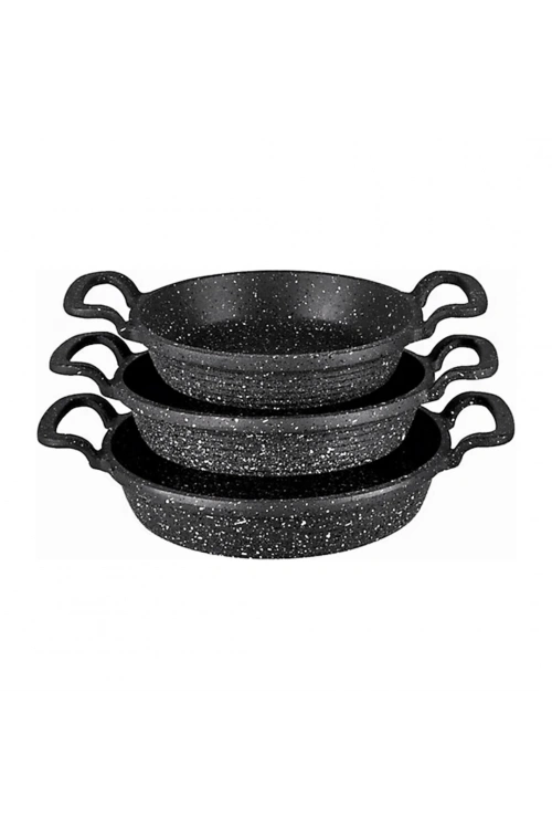 İbico ( 3pcs ) ( Döküm ) ( Sahan=çift Kulp ) Tava Set ( 18-20-22cm ) ( Poşetli )*15