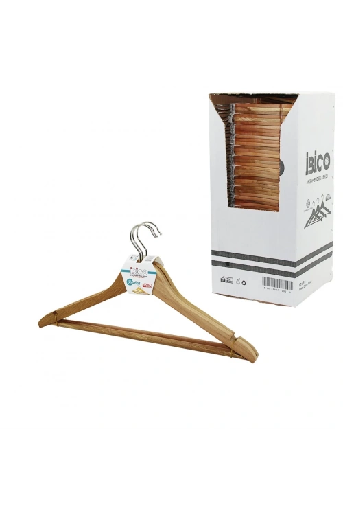 İbico Ask-001 ( 3lü ) Ahşap Elbise Askısı ( Vernikli Gürgen Ağaç )*40=k