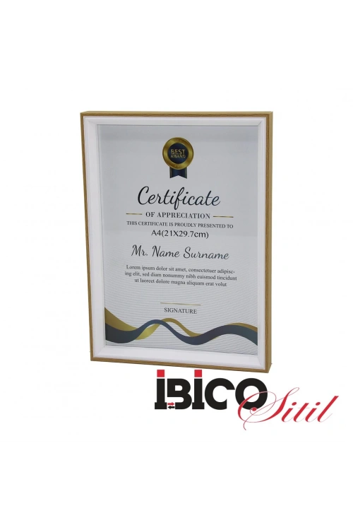 İbico İ12-034 ( A4 & 21x29.7cm ) ( Kalın & Lüx Bambu & Çift Renk Çerçeve ) Ahşap Resim Çerçevesi*36=k
