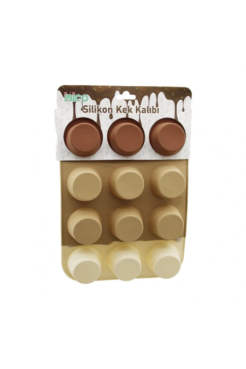 İbico İ22-041 (düz) (12li & Mini ) (silikon) Muffin Kek Kalıp ( Askılıklı )*6x10