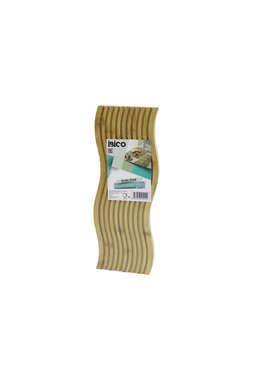 İbico İ22-214 ( Dalgalı Şekilli & Kanallı ) ( Çift Taraf=düz & Kanallı ) Ahşap Bambu Servis Sunum Tahtası ( 17 X 39 X 1.5cm )*24