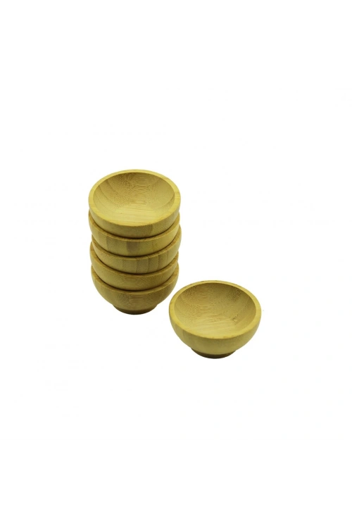 İbico İ22-222 ( Mini & Çap: 6cm ) Ahşap Bambu Lokumluk & Çerezlik Kase*6x40
