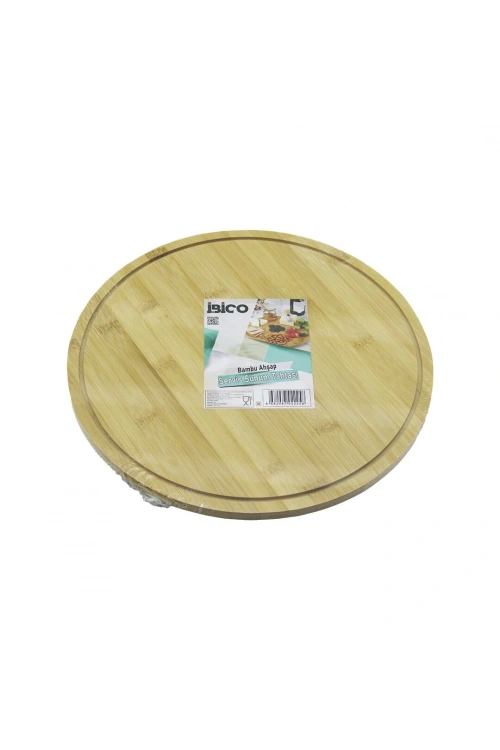 İbico İ22-225 ( Yuvarlak=30cm ) ( Döner Tablalı ) Ahşap Bambu Sunum Tepsisi & Mini Sofra*24