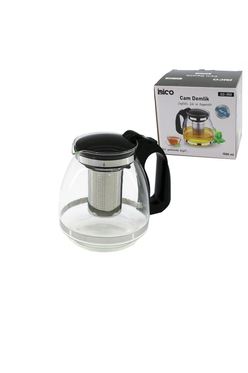 İbico İ22-350 ( 1500ml ) ( Cam ) Demlik ( Çelik Süzgeçli & Plastik Kulp & Kapak & Krom Çerçeve )*48