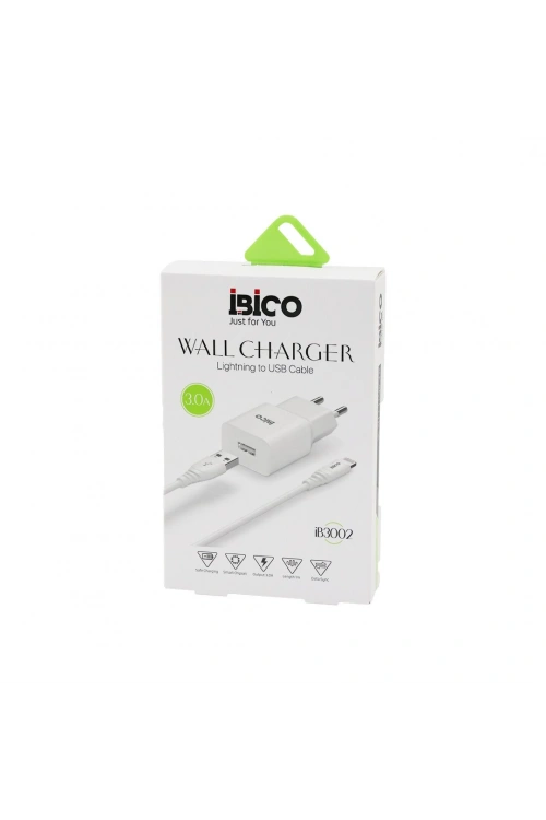 İbico İb-3002 ( Usb To=( İphone ) (set) (ev Başlık+ Kablo=1mt) Telefon Şarj ( Hızlı ) ( 3.0a ) ( 9v-12v )*5x20