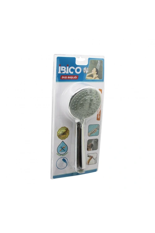 İbico K13-040 (orta Boy) (yuvarlak & Bombeli =9.7cm) Duş Başlık (kademeli) (vakumlu) (krom Gövde & Gri Zemin)(sap:14.5cm)*77