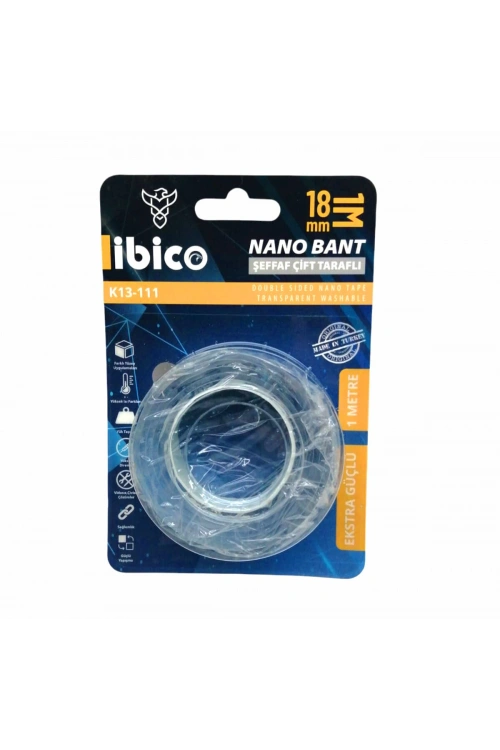 İbico K13-111 ( 1.8cmx1mt ) ( Nano Bant ) Şeffaf Çift Taraflı*24x12